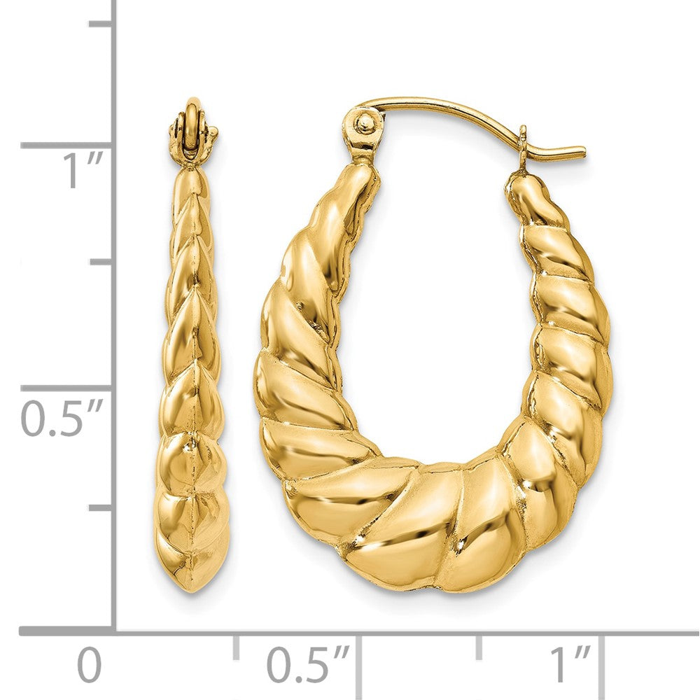 14k Polished Twisted Hollow Hoop Earrings