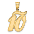 14k Brushed Border Script Number 10 Pendant