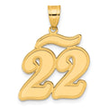 14k Brushed Border Script Number 22 Pendant