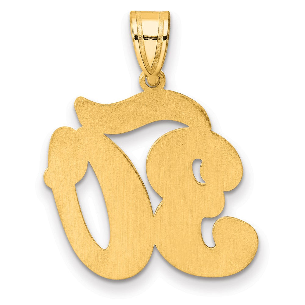 14k Brushed Border Script Number 30 Pendant