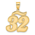 14k Brushed Border Script Number 32 Pendant