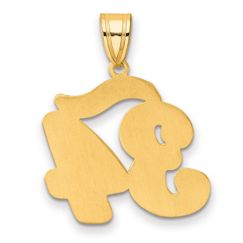 14k Brushed Border Script Number 34 Pendant