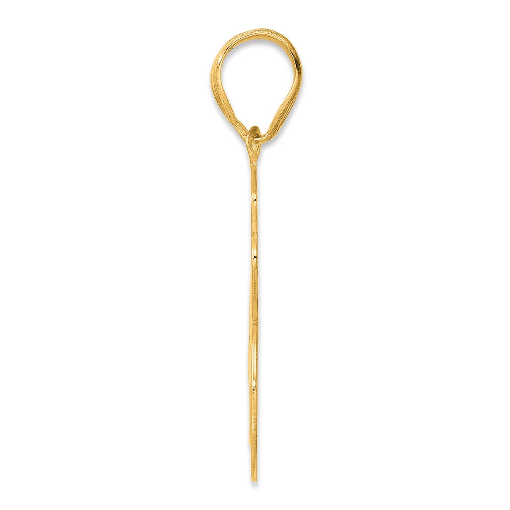 14k Brushed Border Script Number 46 Pendant