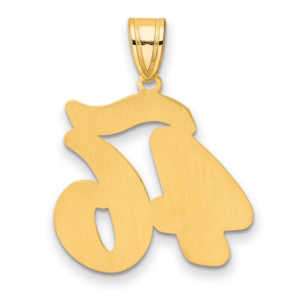 14k Brushed Border Script Number 46 Pendant