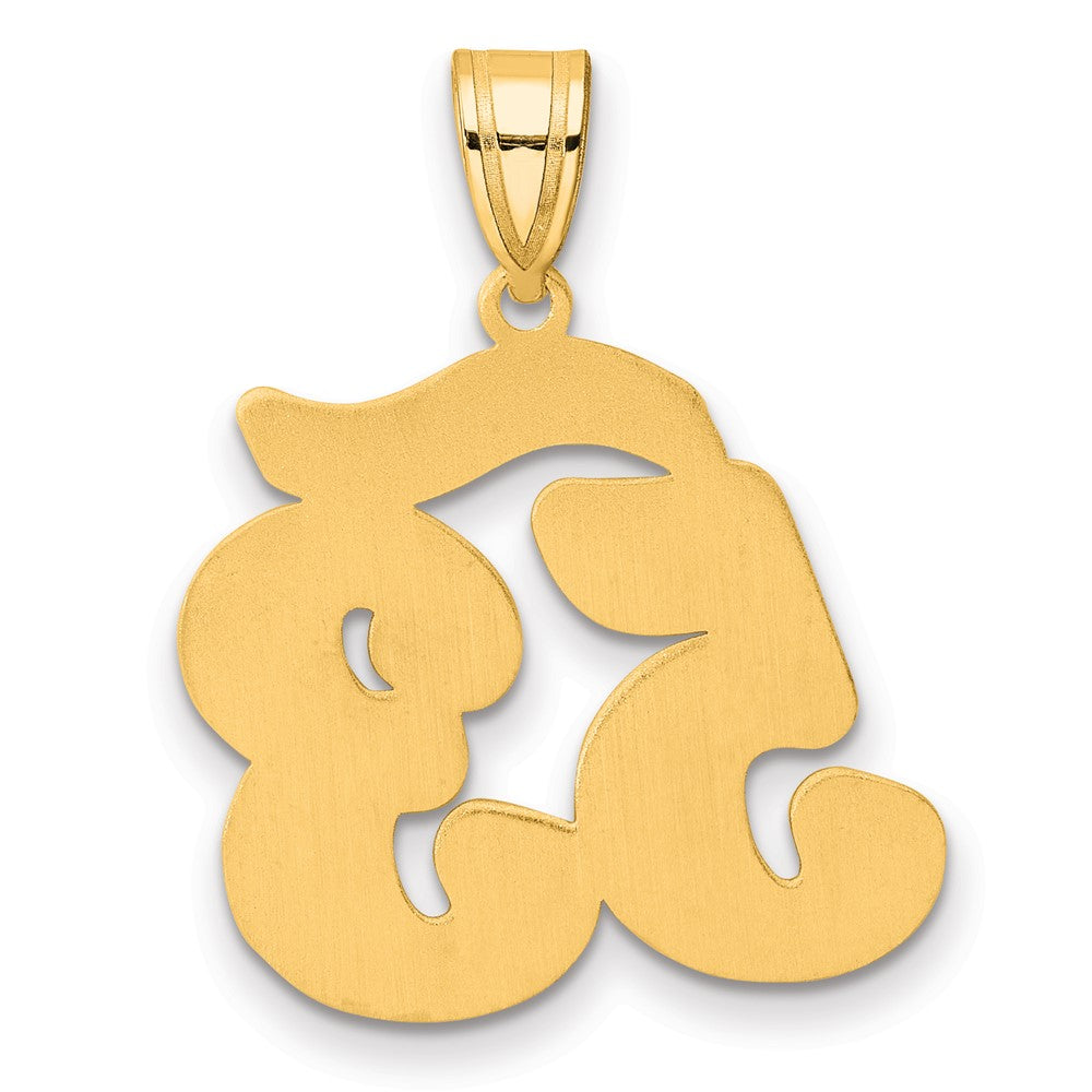 14k Brushed Border Script Number 53 Pendant