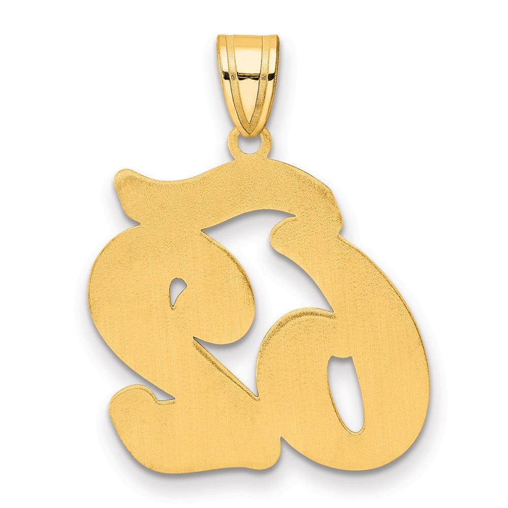 14k Brushed Border Script Number 62 Pendant