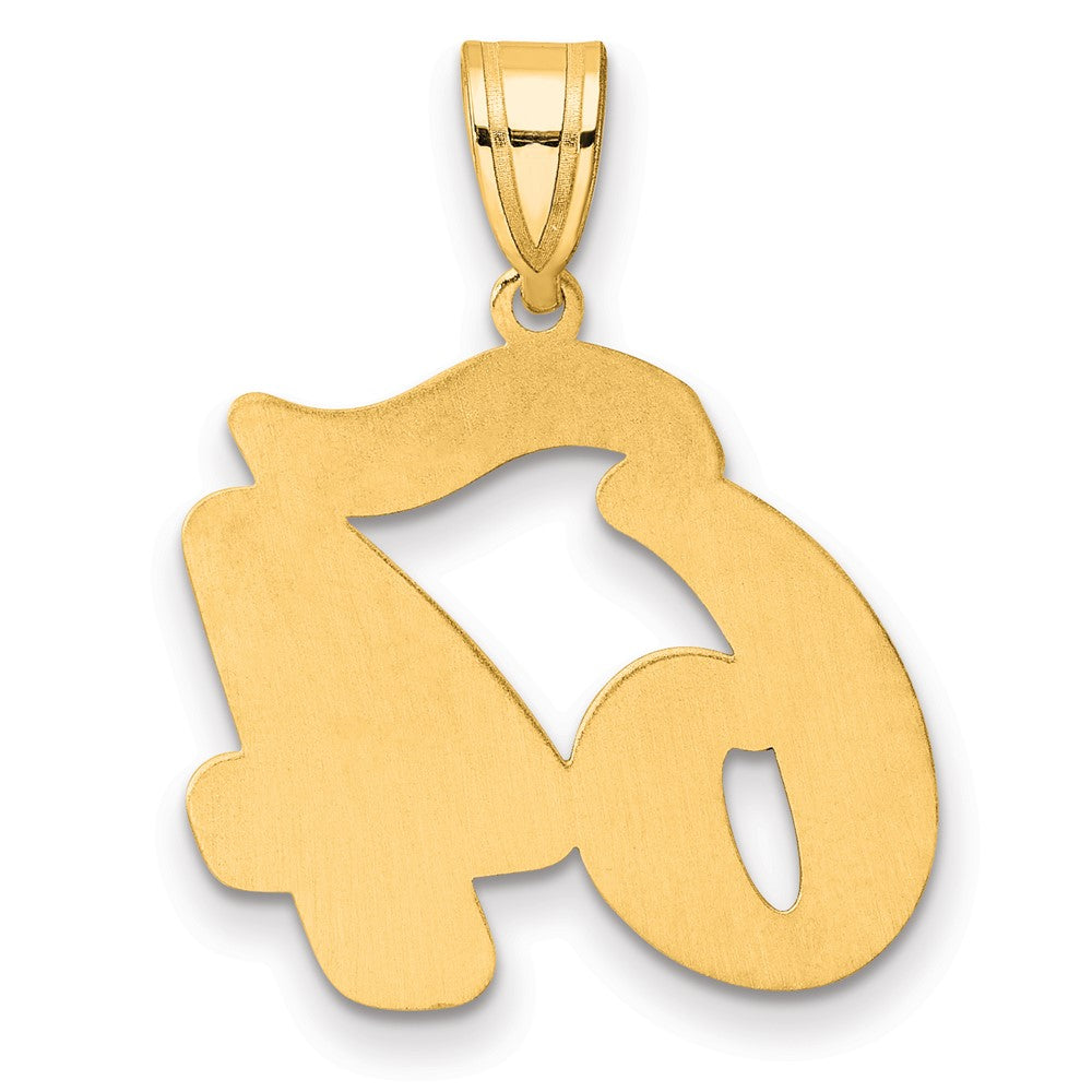 14k Brushed Border Script Number 64 Pendant