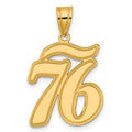 14k Brushed Border Script Number 76 Pendant