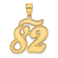 14k Brushed Border Script Number 82 Pendant