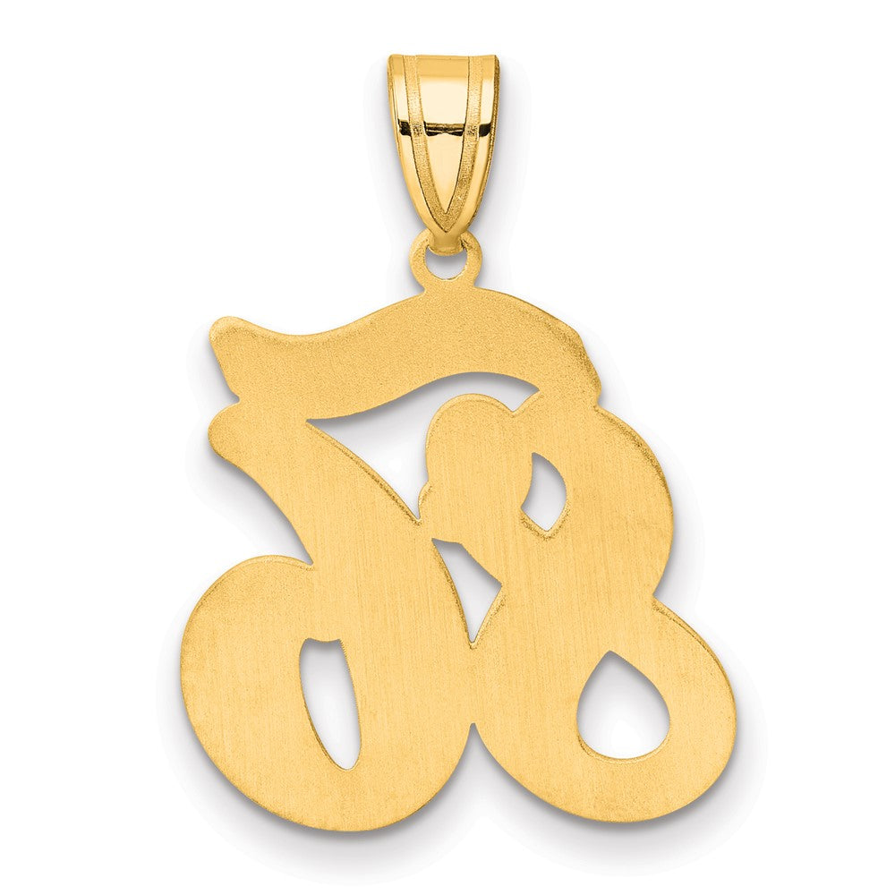 14k Brushed Border Script Number 86 Pendant