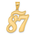 14k Brushed Border Script Number 87 Pendant