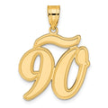 14k Brushed Border Script Number 90 Pendant