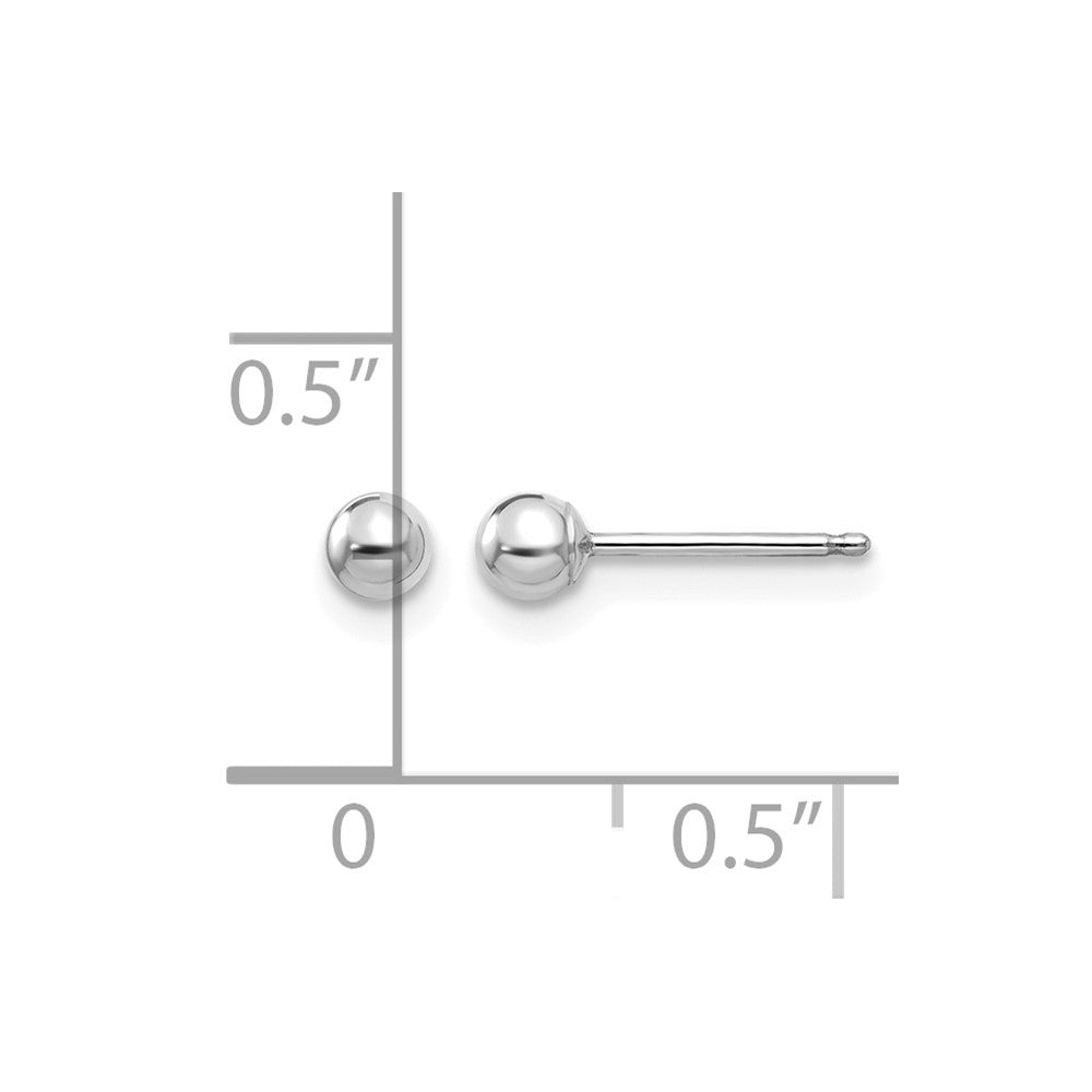 14k White Gold Madi K Polished 3mm Ball Post Earrings