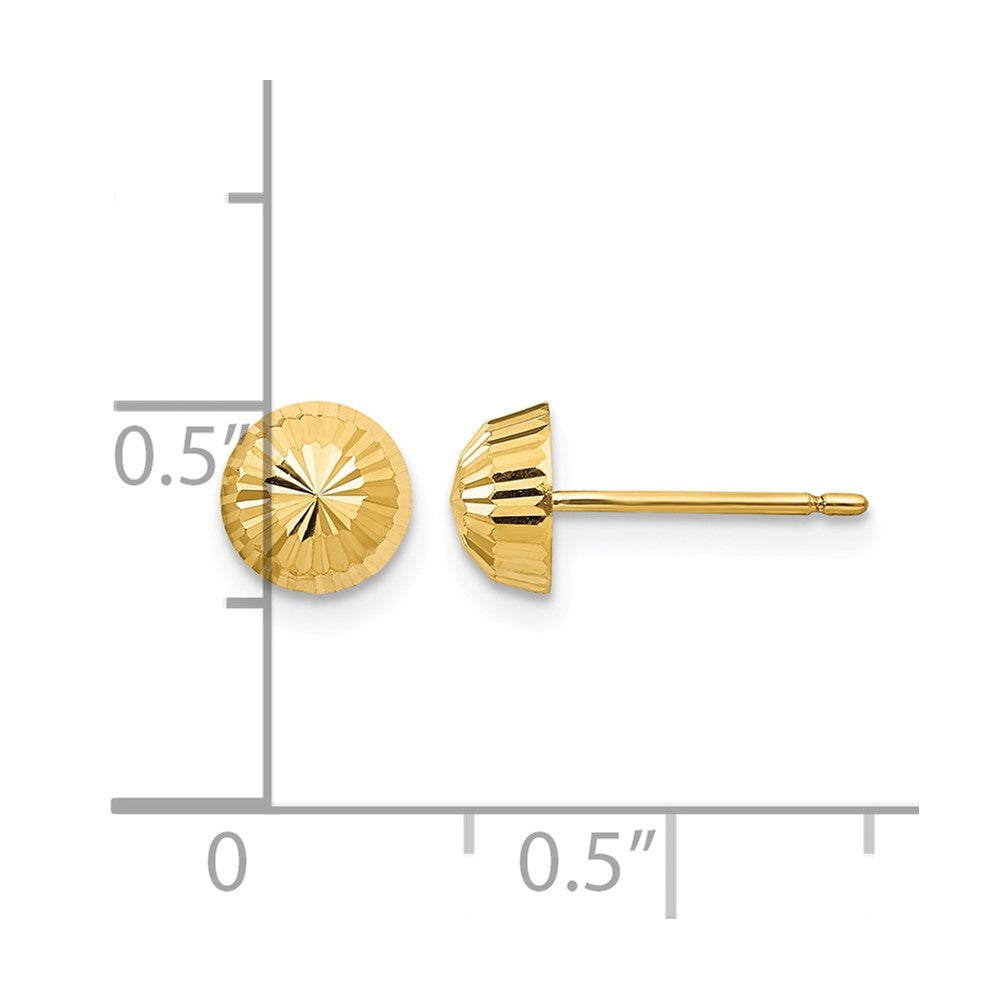 14k Madi K Polished & D/C Swirl 5mm Button Post Earrings