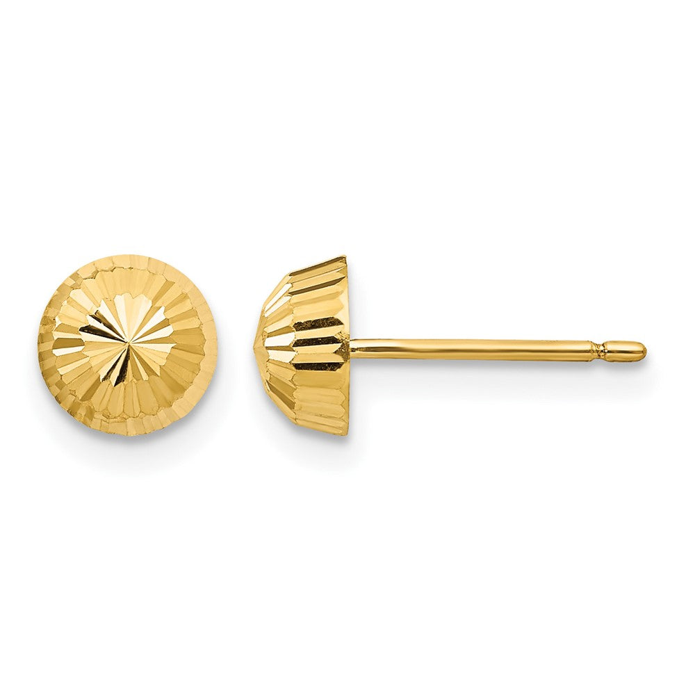 14k Madi K Polished & D/C Swirl 5mm Button Post Earrings
