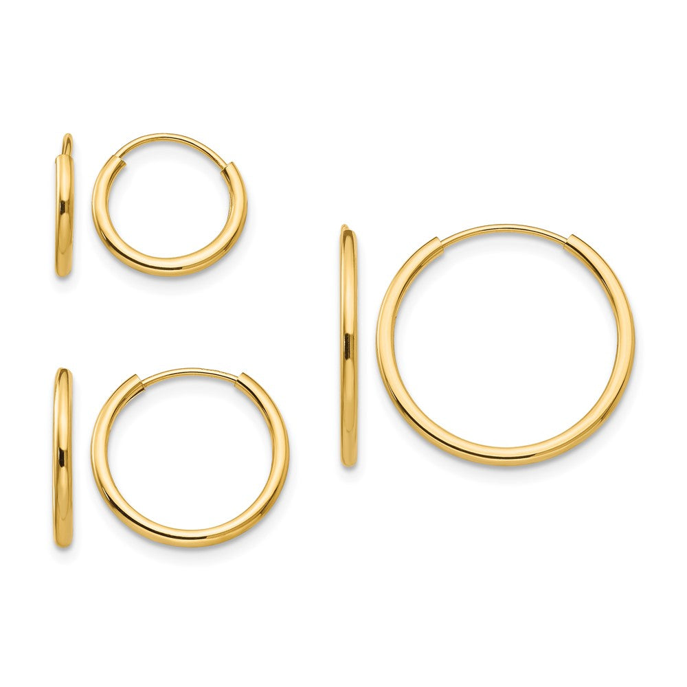 14k Madi K Polished Endless Hoop 3 Pair Earring Set