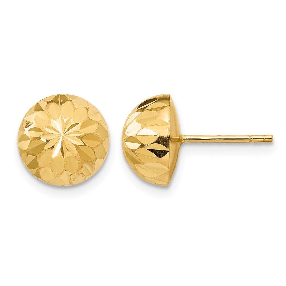14k Madi K Polished & Diamond-Cut 9mm Button Post Earrings
