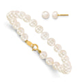 14K Madi K 4-5mm White Freshwater Cultured Pearl Bracelet & Earring Set