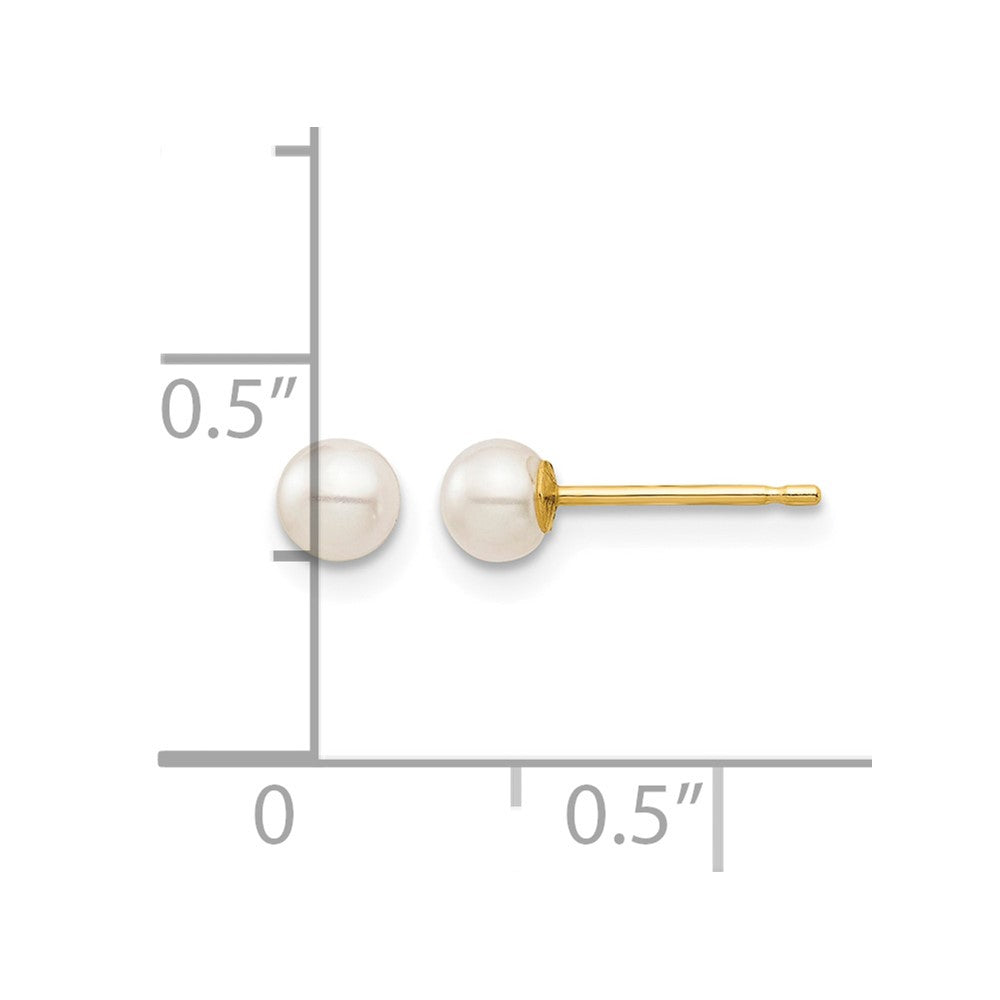 14k Madi K 3-4mm White Round Freshwater Cultured Pearl Stud Post Earrings