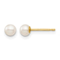 14k Madi K 3-4mm White Round Freshwater Cultured Pearl Stud Post Earrings