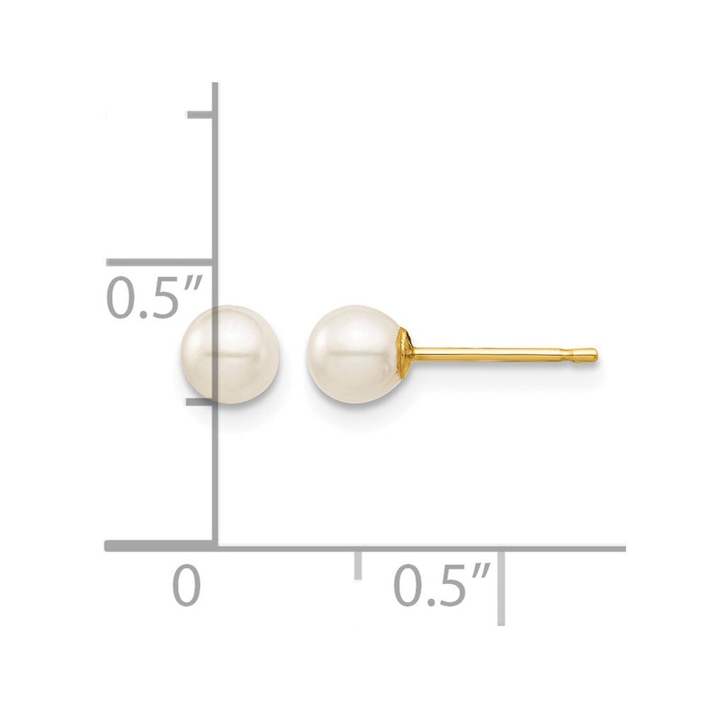 14K Madi K 4-5mm White Round Freshwater Cultured Pearl Stud Post Earrings