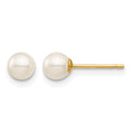 14K Madi K 4-5mm White Round Freshwater Cultured Pearl Stud Post Earrings