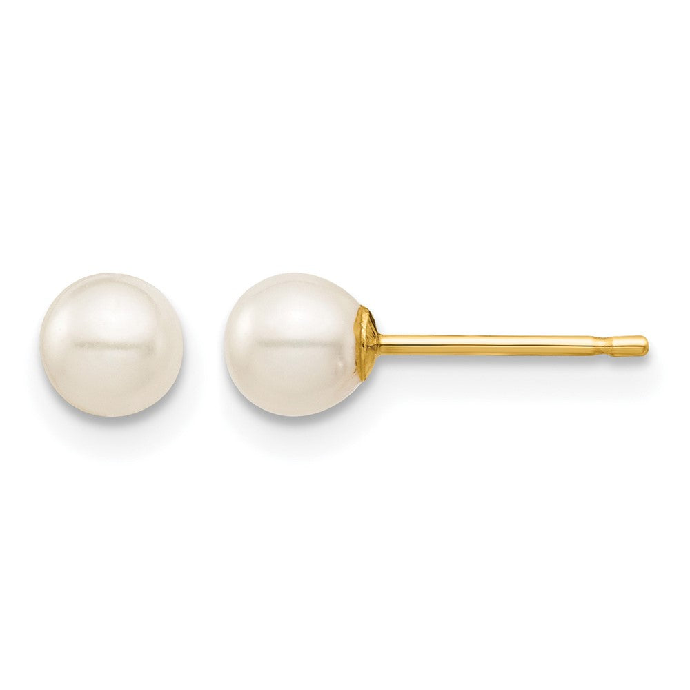 14K Madi K 4-5mm White Round Freshwater Cultured Pearl Stud Post Earrings