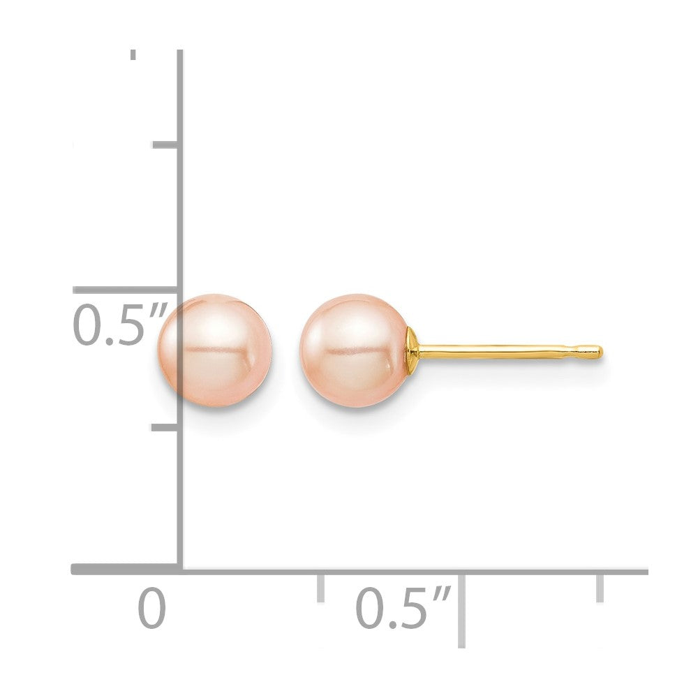 14K Madi K 5-6mm Pink Round FW Cultured Pearl Stud Post Earrings