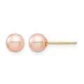14K Madi K 5-6mm Pink Round FW Cultured Pearl Stud Post Earrings