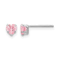 14k White Gold Madi K 4mm Pink CZ Heart Earrings