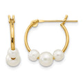 14k Madi K White Semi-round Freshwater Cultured 3 Pearl Hoop Earrings