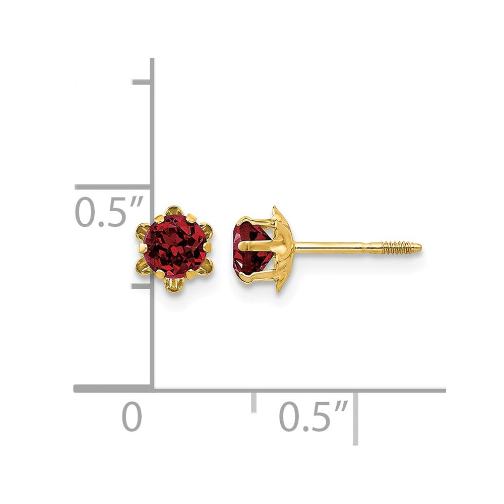 14k Madi K 4mm CZ Birthstone (Jan) Screwback Earrings