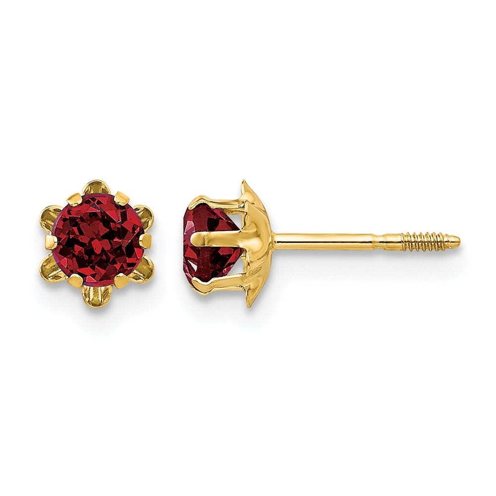 14k Madi K 4mm CZ Birthstone (Jan) Screwback Earrings
