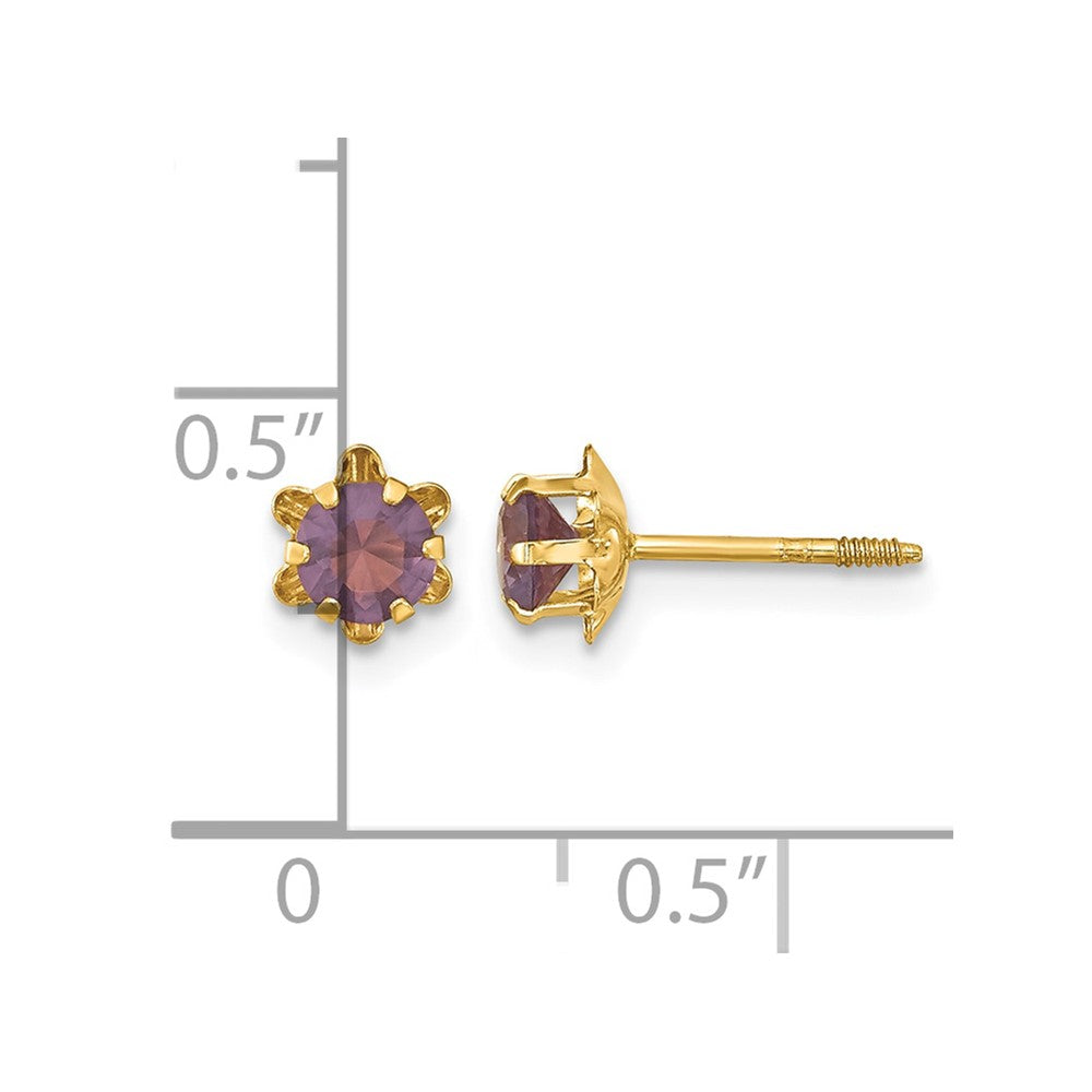 14k Madi K 4mm CZ Birthstone (Feb) Screwback Earrings