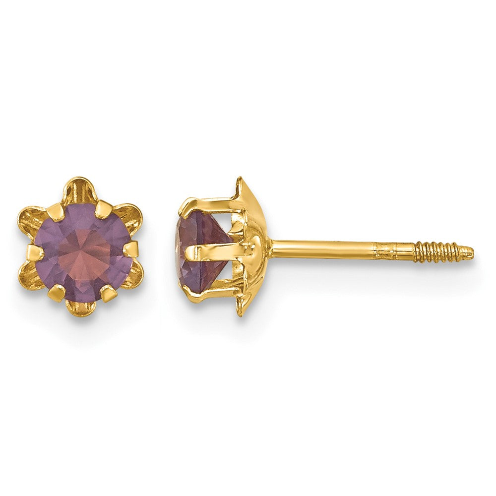 14k Madi K 4mm CZ Birthstone (Feb) Screwback Earrings