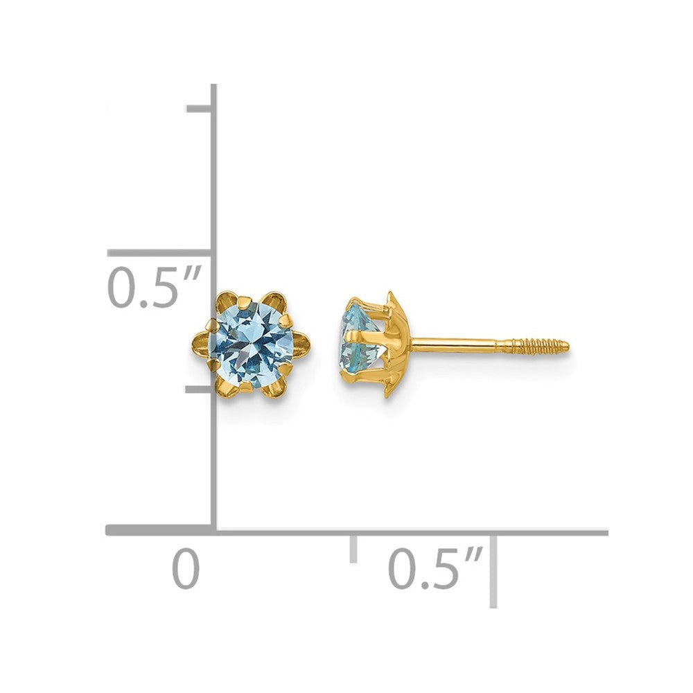 14k Madi K 4mm CZ Birthstone (Mar) Screwback Earrings
