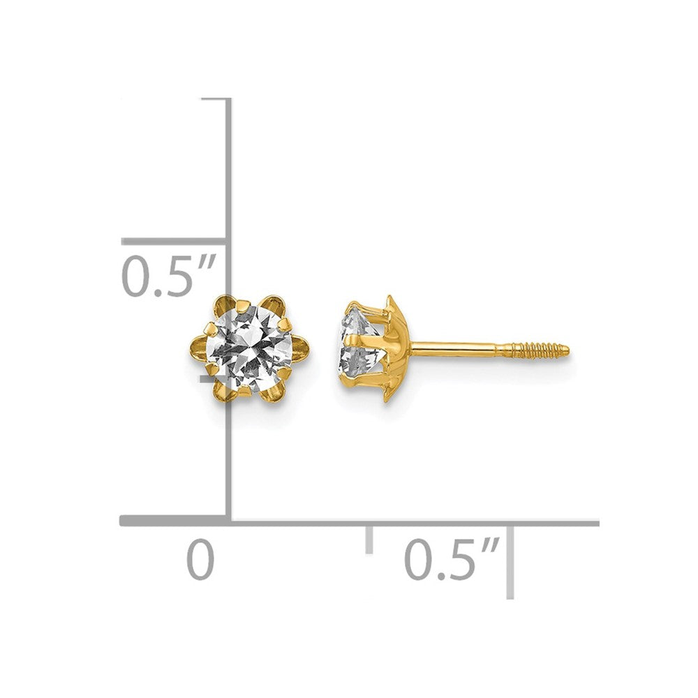 14k Madi K 4mm CZ Birthstone (Apr) Screwback Earrings