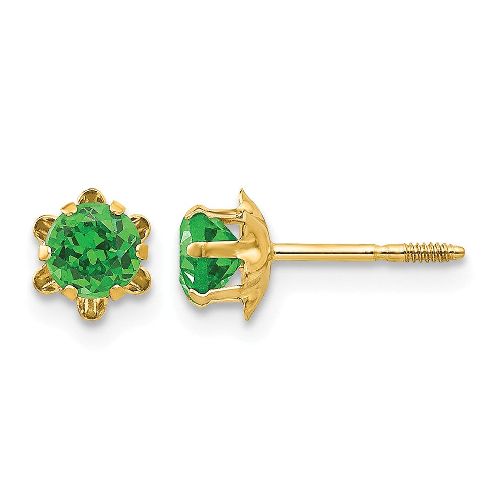 14k Madi K 4mm CZ Birthstone (May) Screwback Earrings