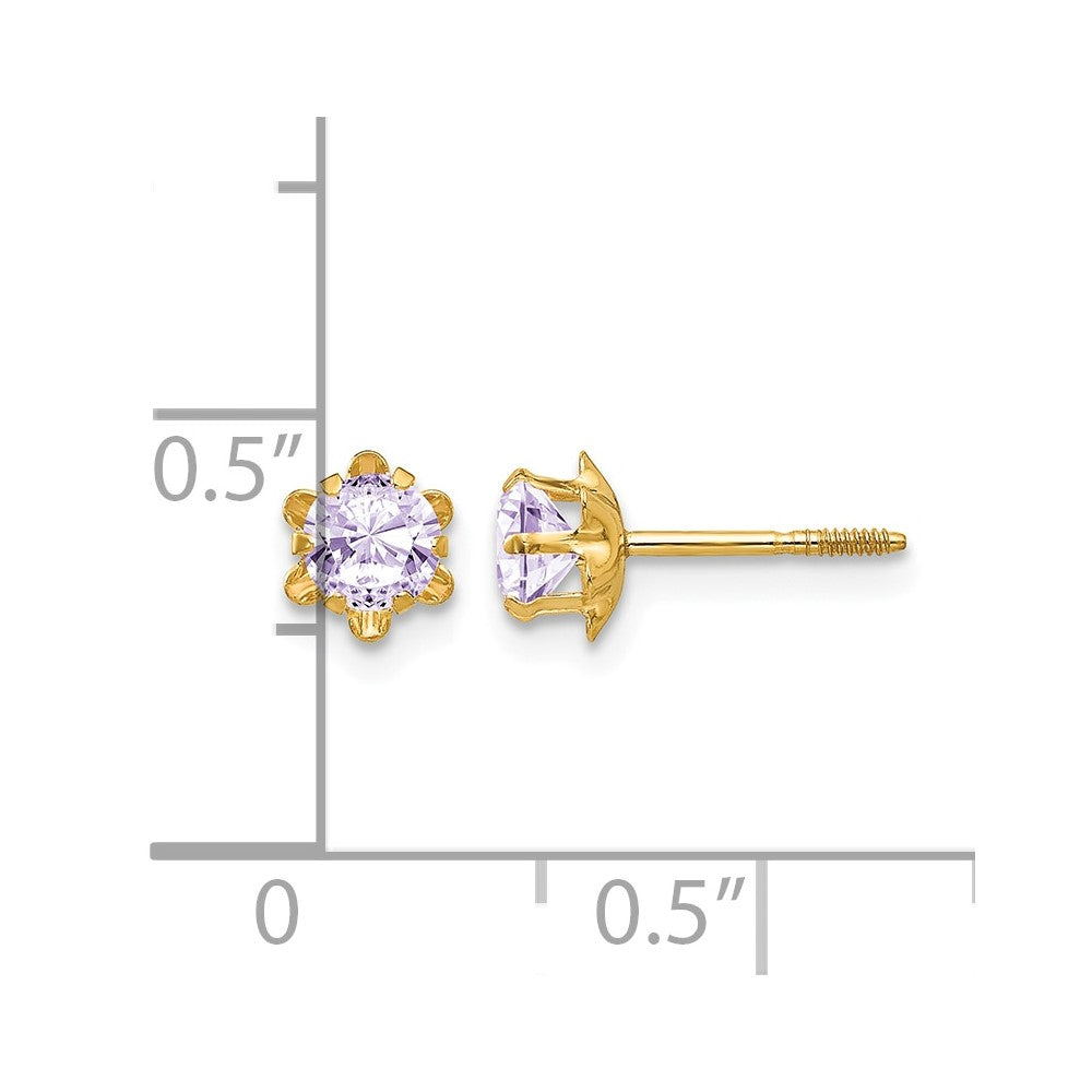 14k Madi K 4mm CZ Birthstone (Jun) Screwback Earrings