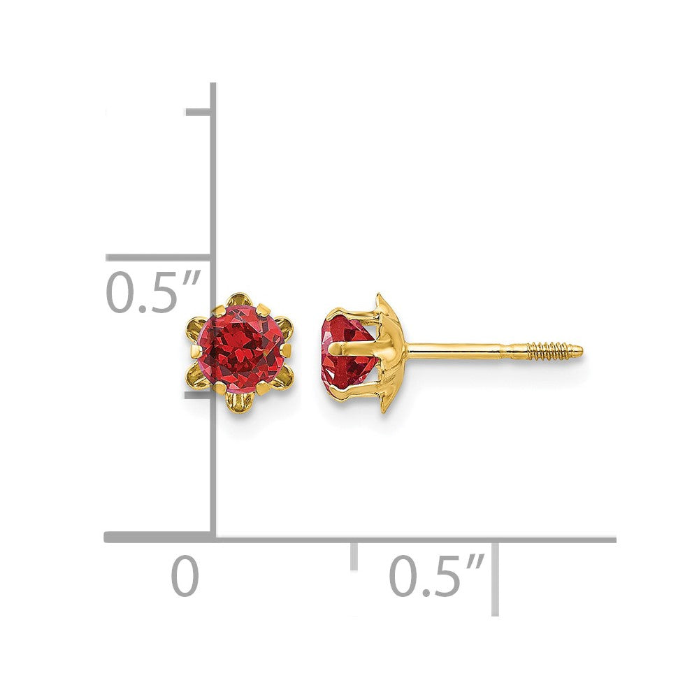 14k Madi K 4mm CZ Birthstone (Jul) Screwback Earrings