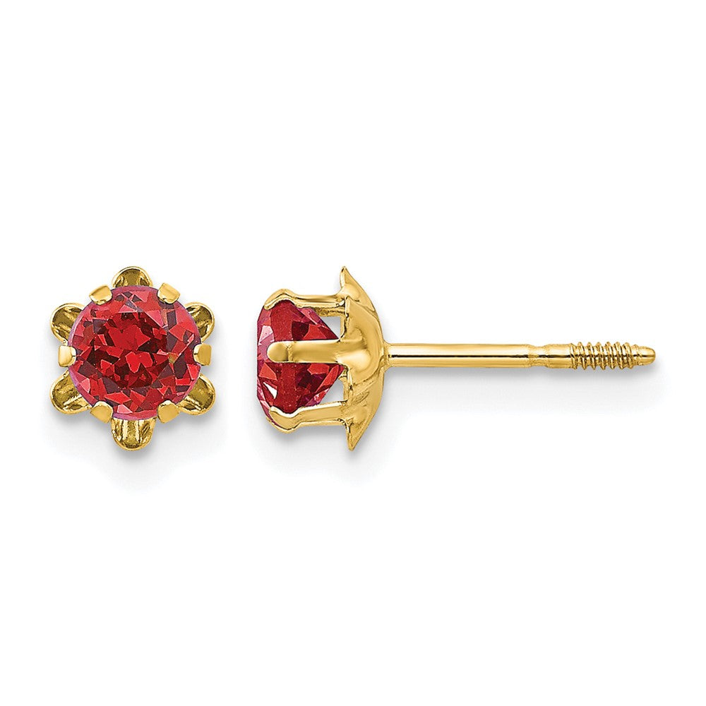 14k Madi K 4mm CZ Birthstone (Jul) Screwback Earrings