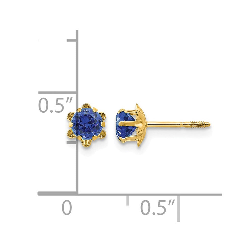 14k Madi K 4mm CZ Birthstone (Sep) Screwback Earrings