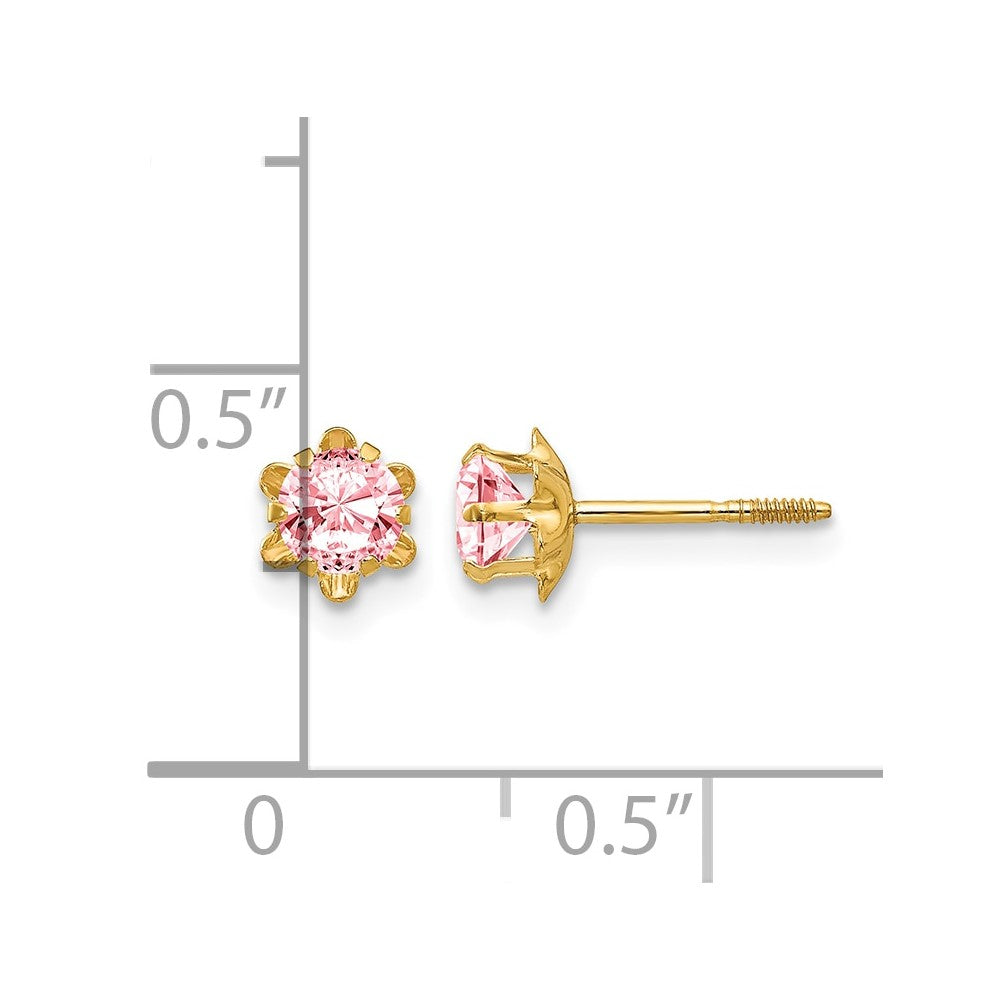 14k Madi K 4mm CZ Birthstone (Oct) Screwback Earrings