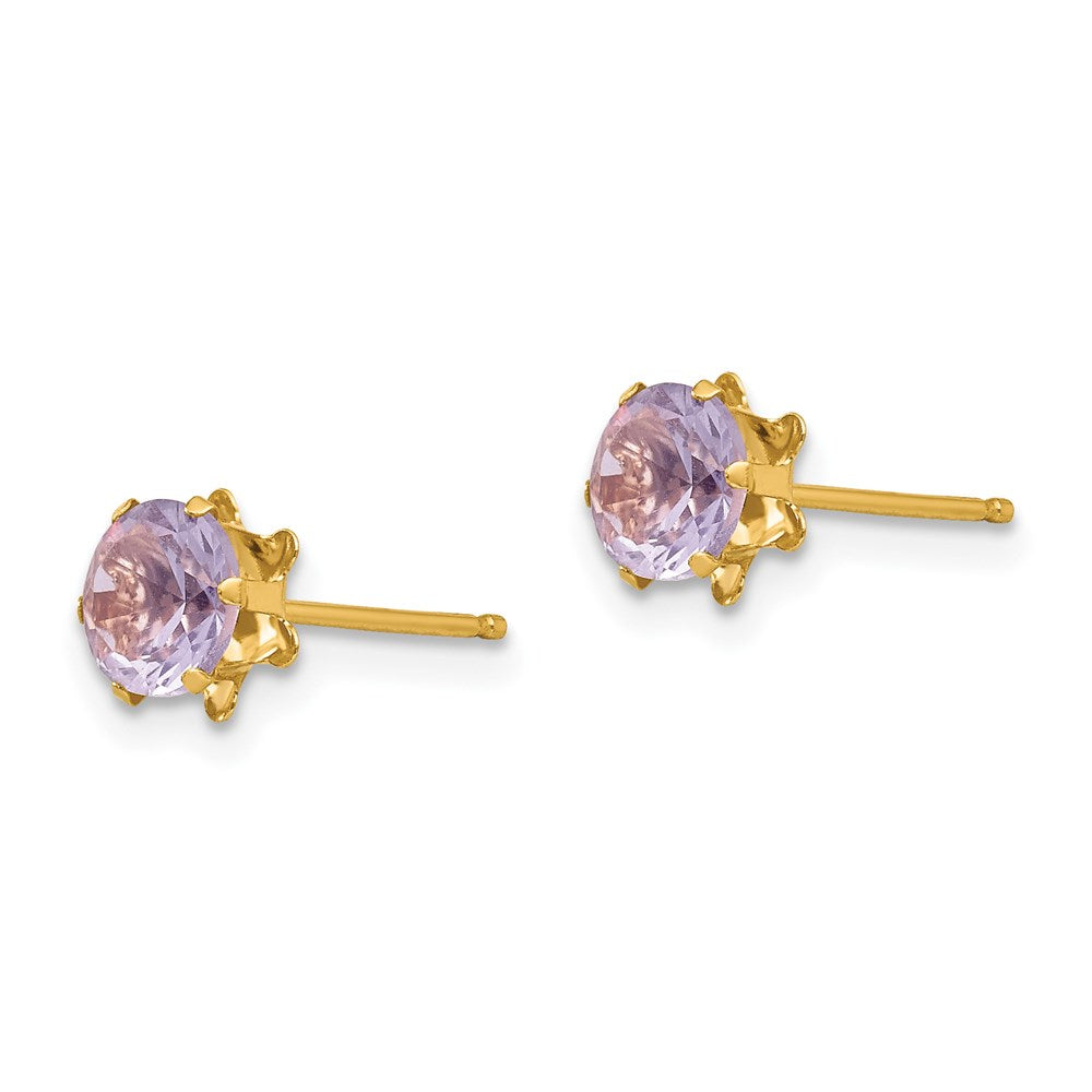 14k Madi K 5mm CZ Birthstone (Feb) Earrings