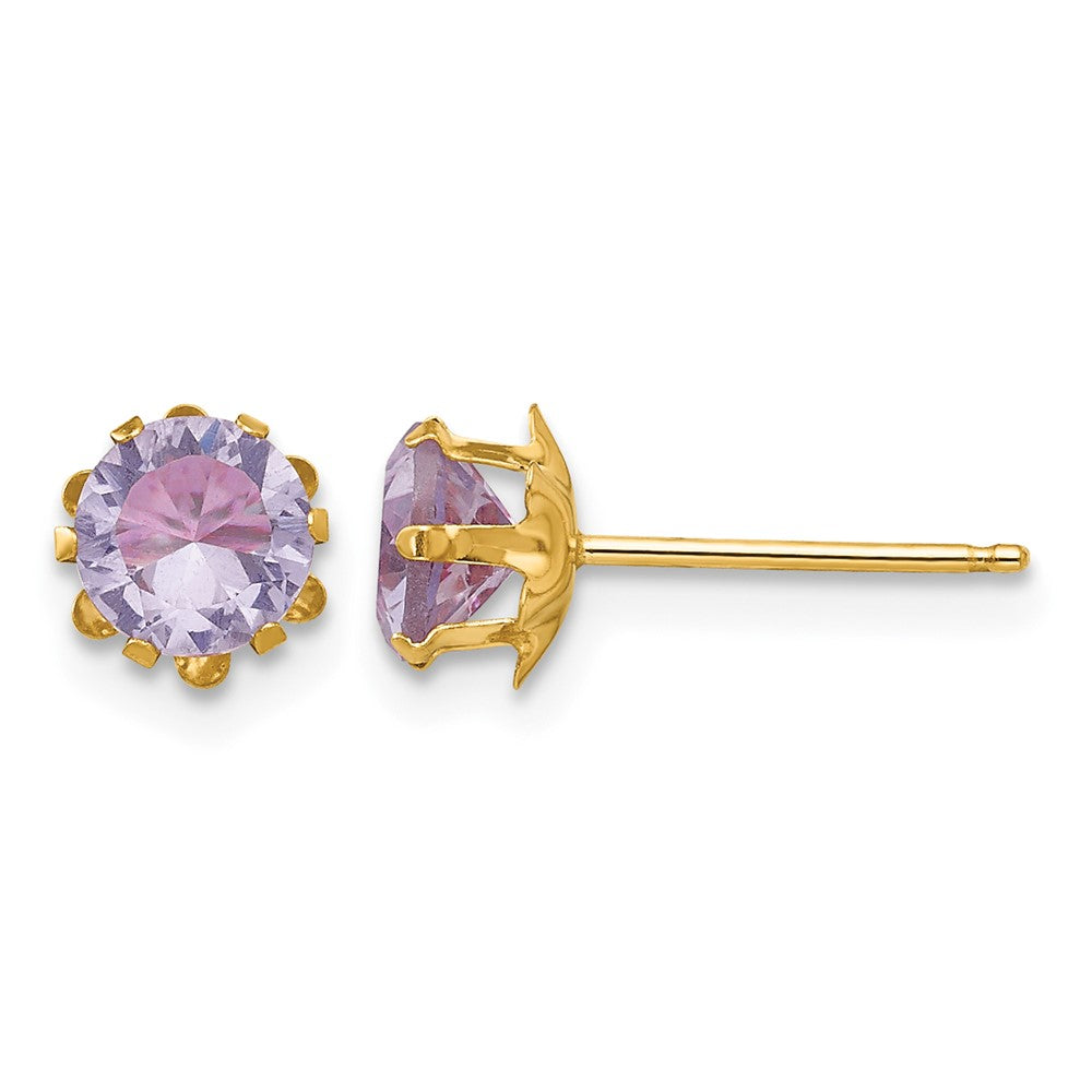 14k Madi K 5mm CZ Birthstone (Feb) Earrings