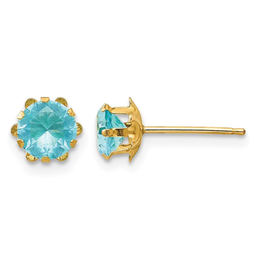 14k Madi K 5mm CZ Birthstone (Mar) Earrings