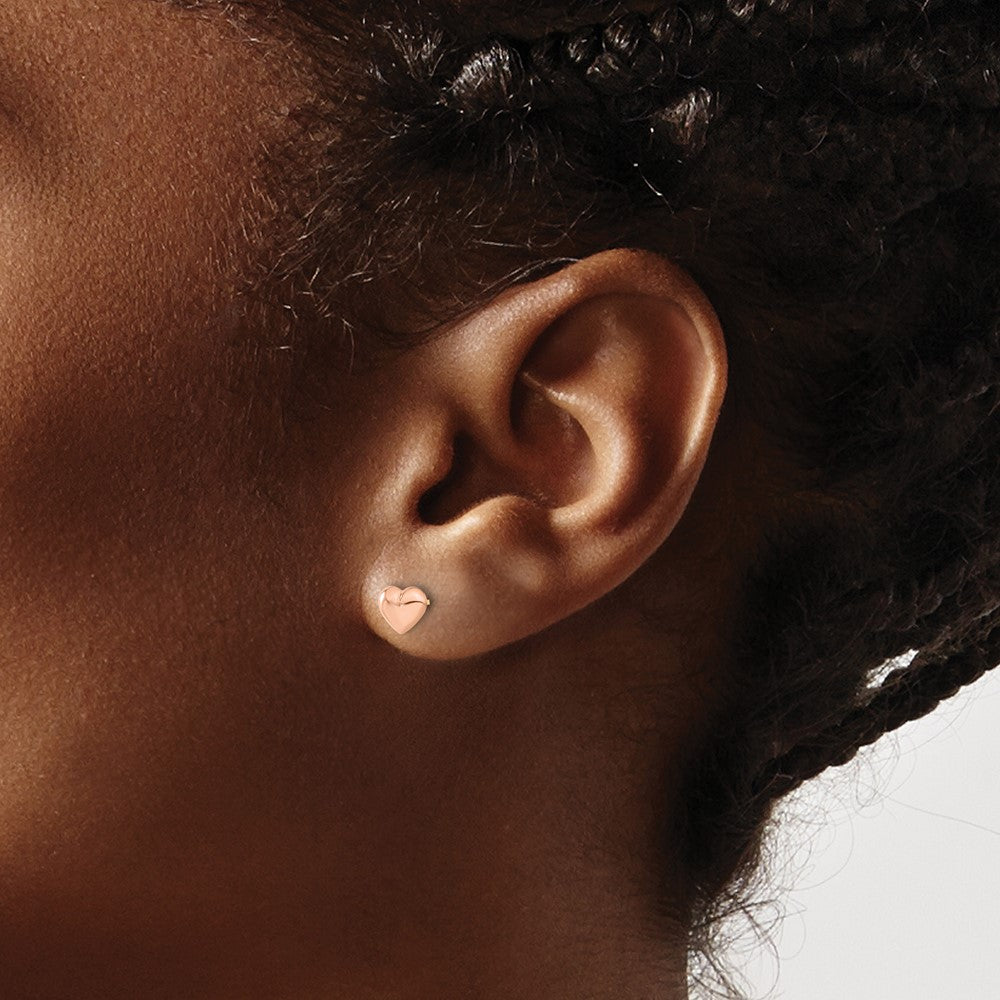 14k Madi K Rose Gold Heart Post Earrings