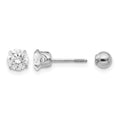 14k Madi K White Gold 5mm CZ and 4mm Ball Reversible Earrings