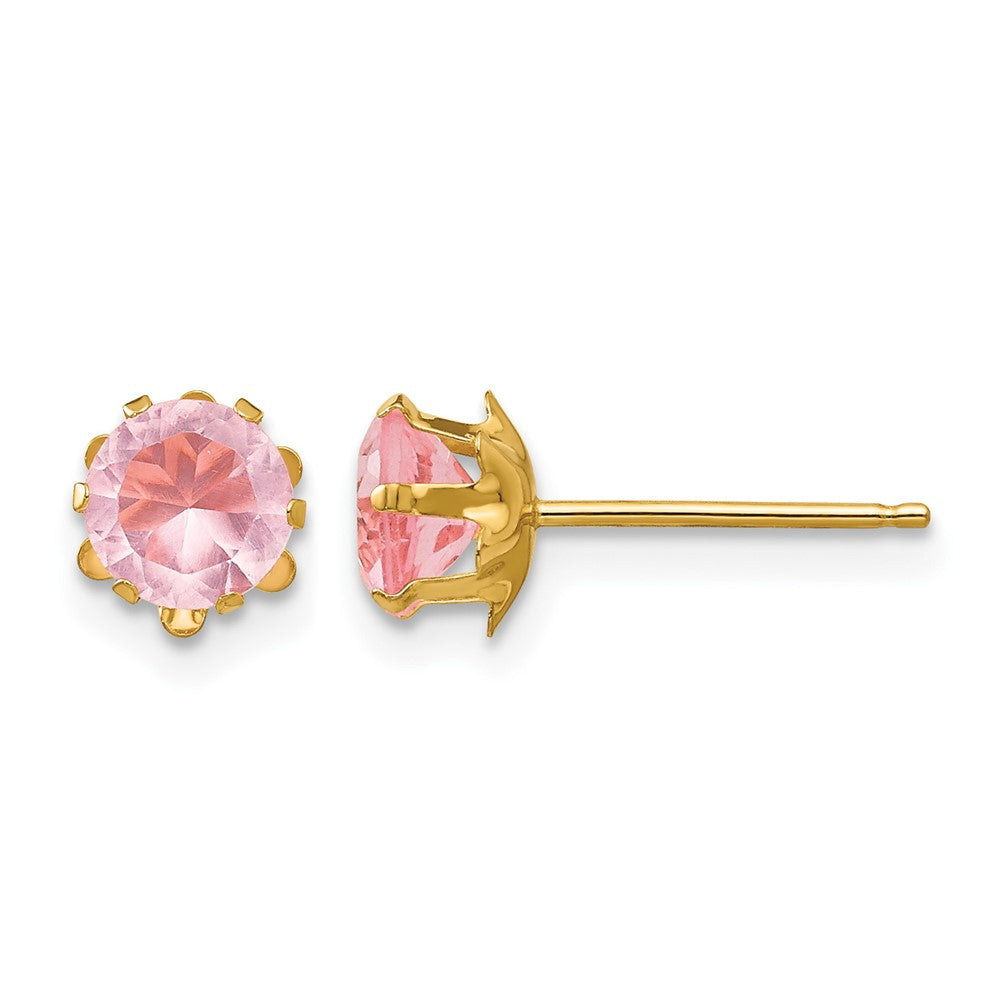 14k Madi K 5mm CZ Birthstone (Oct) Earrings