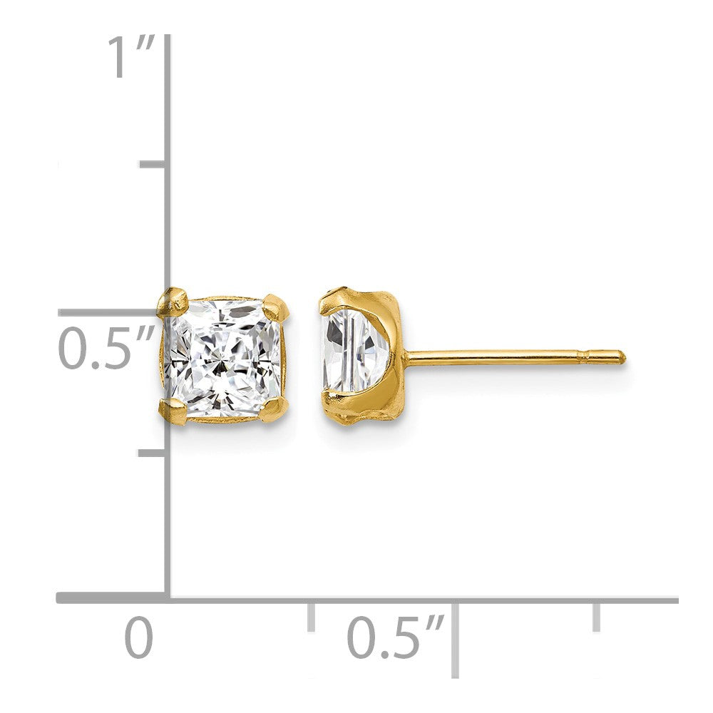 14k Madi K 5mm Square CZ Post Earrings